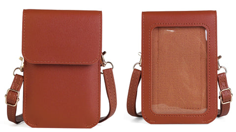 Carry pouch with a transparent window and pocket for Freestyle Libre 2 / Libre 3 / Libre 14 day (All Models) (BROWN)