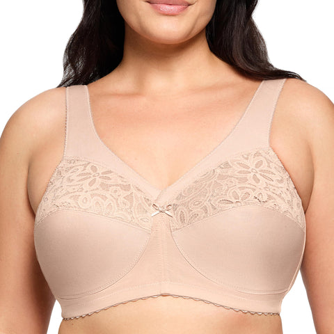 Glamorise Full Figure Plus Size MagicLift Cotton Support Bra Wirefree #1001 CafÃƒÂ©