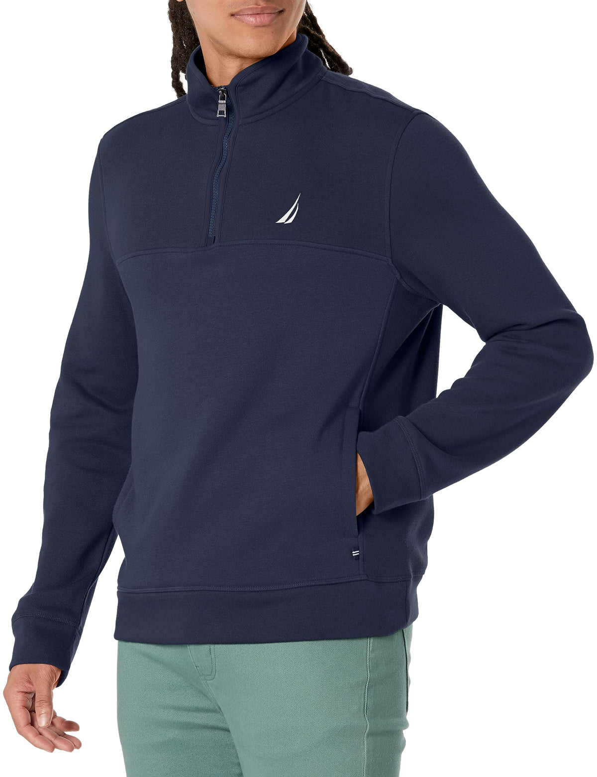 Nautica Men's Quarter-Zip Sweatshirt, Navy Seas, M