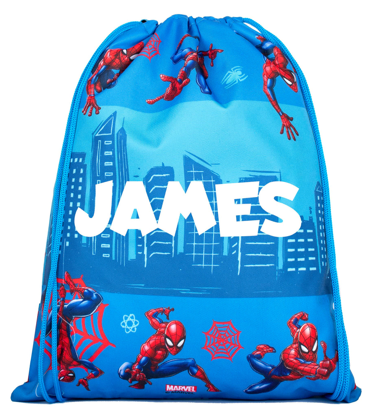 Marvel Spiderman Drawstring Bag - Kids Spiderman Bag - PE KIT Bag for boys & girls - Kids School Bag - Personalised Gift For Kids - Kids Swimming Bag Blue