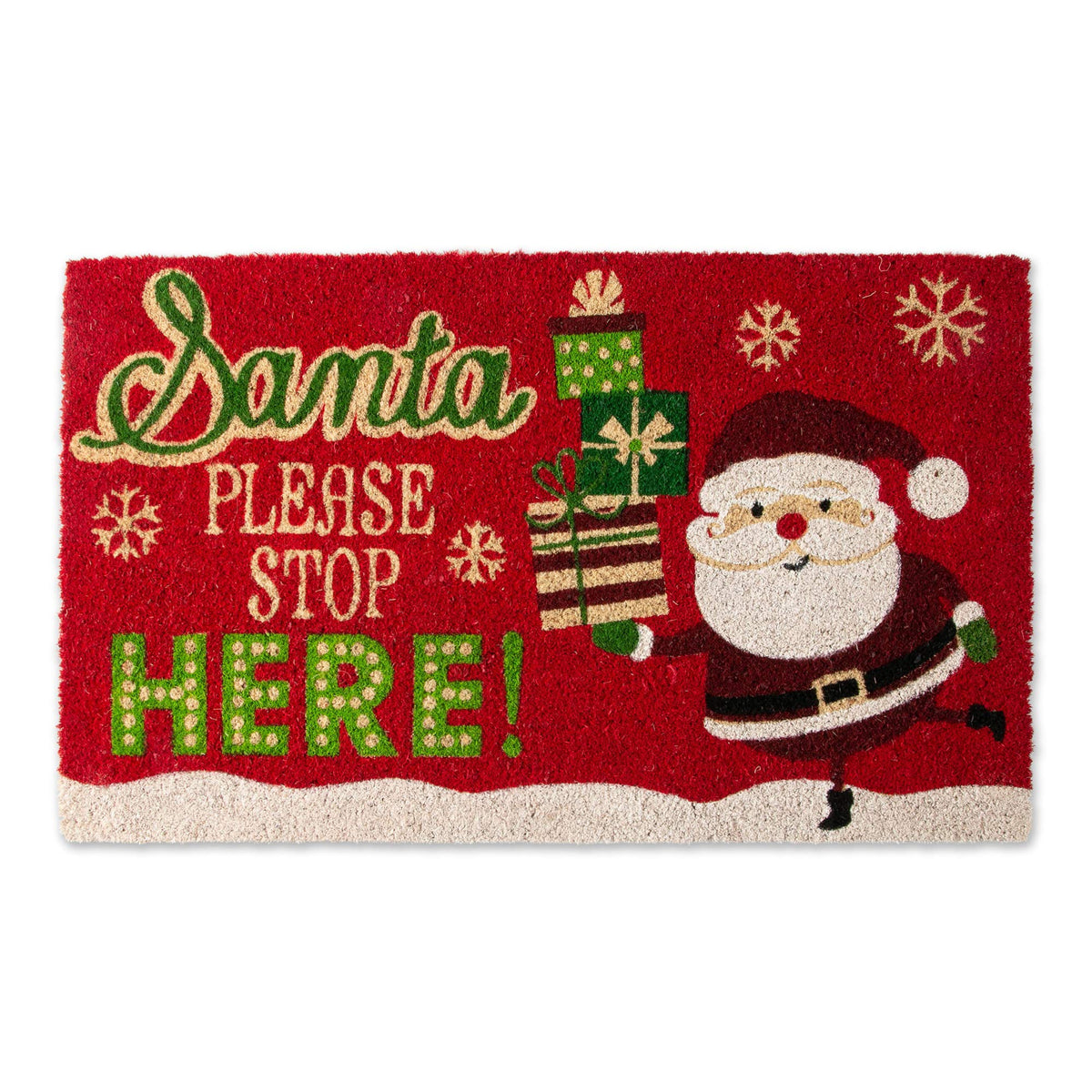 DII Outdoor Christmas Door Mat Collection Natural Coir Doormat & Front Porch Décor, 17x29, Santa Stop Here