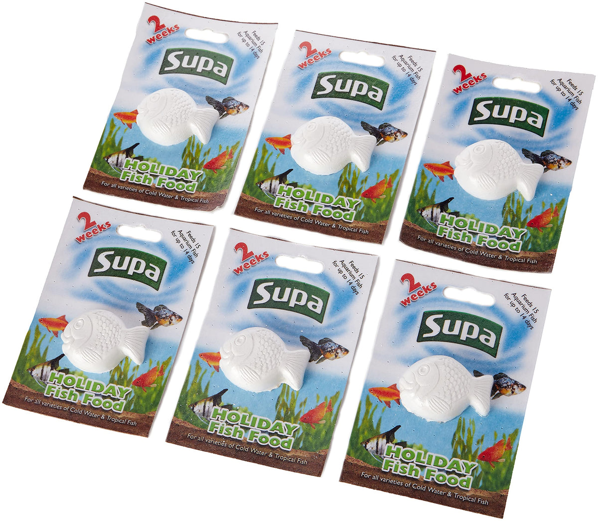Supa Aquarium Holiday Fish Food, 14 Days, Pack of 6, Easy To Use, Slow Releasing Food Block For Feeding Cold Water & Tropical Aquarium Fish