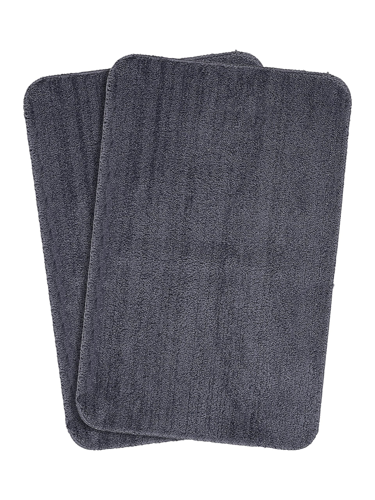 SARAL HOME EASY LIVING Saral Home Microfiber Anti-Skid Bath Mat Pack Of 2 (Grey, 50X80 Cm, Rectangular)