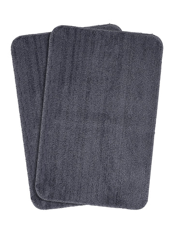 SARAL HOME EASY LIVING Saral Home Microfiber Anti-Skid Bath Mat Pack Of 2 (Grey, 50X80 Cm, Rectangular)