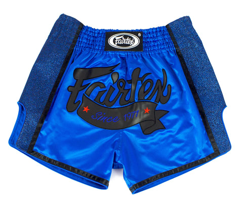 Fairtex Slim Cut Muay Thai Boxing Shorts - BS1702 (Blue, Medium)