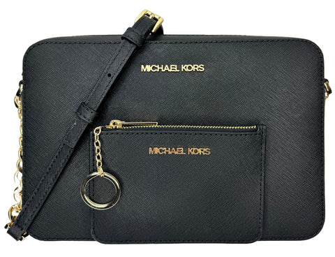 Michael Kors Jet Set Large Saffiano Leather East/West Cross Body Bag with Matching Small Top Zip Coin Pouch