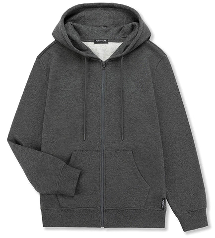 ALWAYSONE Men's Soft Fleece Hooded Sweatshirt with Pocket Casual Zip up Athletic Hoodie Size S-3XL (dark grey-l)