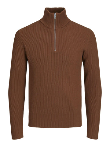 JACK & JONES Men's Jprccperfect Knit Half Zip Sn Jumper, Cambridge Brown, L