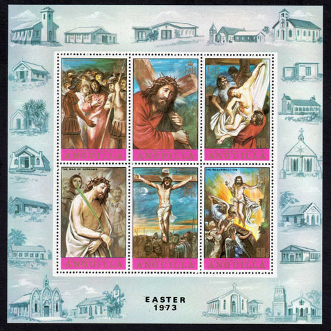 Anguilla Easter 1973 Christmas Souvenir Sheet of Six Postage Stamps