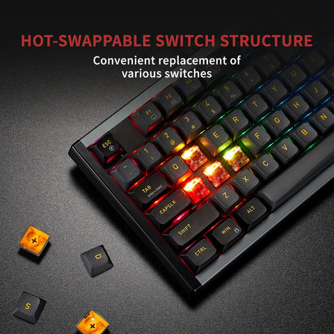 Hexgears I3 Mechanical Keyboard Kailh Box Switch RGB LED Backlit 87 Key Computer Keyboard with PBT Keycaps, Hot-swappable, Type-C Cable for Windows/Mac OS/Android