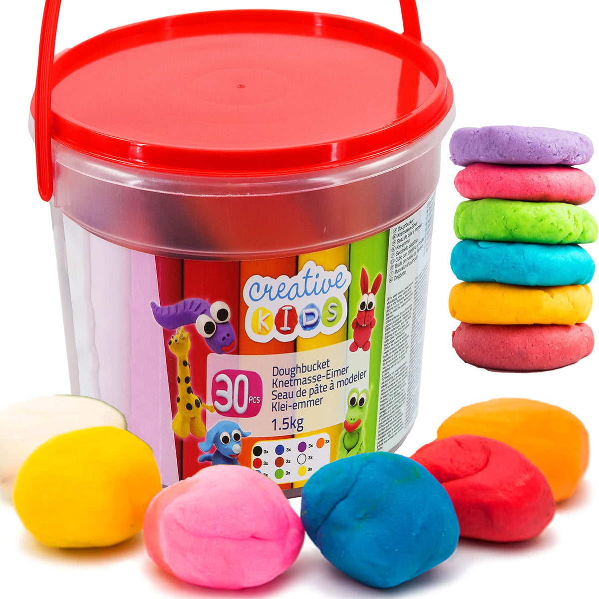1.5 Kg Dough Giant Play Set in Bucket Craft Modelling Clay Moulds (30 Piece Bucket)
