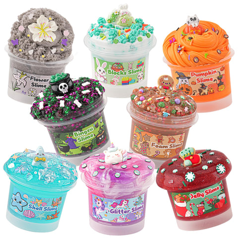 Slime Variety Pack Different Textures, 8 Pack Slime Kit for Kids, Includes Butter Slime, Cloud Slime, Water Slime & Bingsu Slime, Slime Party Favors for Girls & Boys Hallowmas
