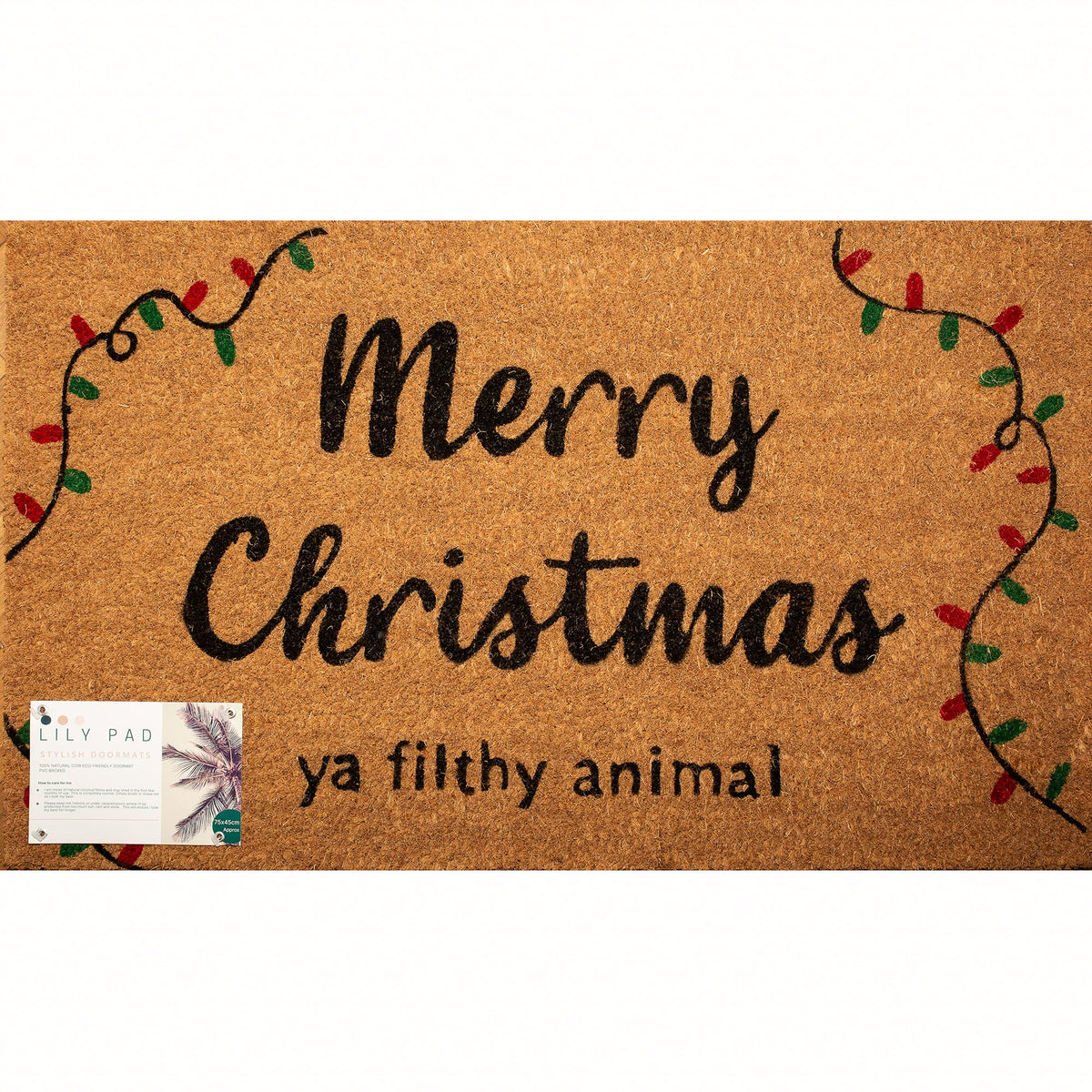 LP Doormats - Merry Christmas ya filthy animal door mat - Christmas coir doormat - large doormat 75cm x 45cm - indoor door mat - outdoor sheltered use welcome mat - front door mats (Filthy Animal)
