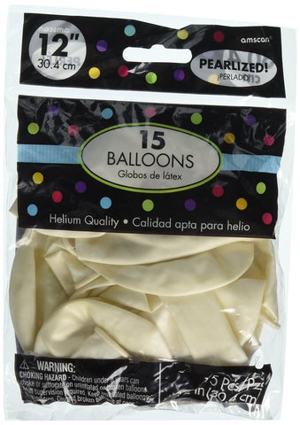White Pearl Latex Balloons - 12" (12 Pack of 15) | Ideal for Elegant Celebrations & Events, Weddings, Birthdays & Anniversaries