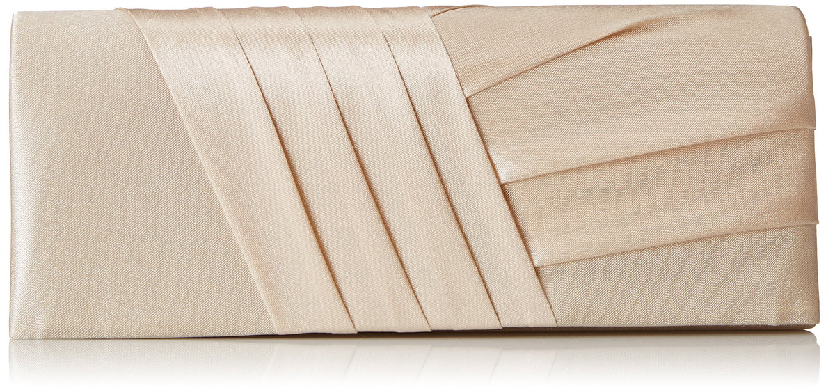Damara Elegance Satin Cocktail Wedding Handbag Evening Clutch Bag,Champagne(Size:L)