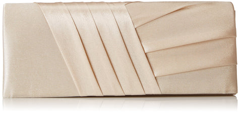 Damara Elegance Satin Cocktail Wedding Handbag Evening Clutch Bag,Champagne(Size:L)