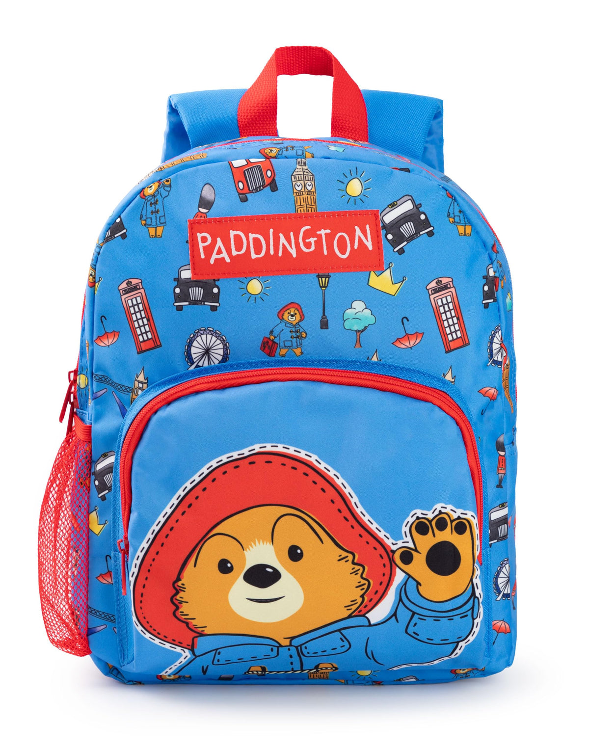 Paddington Bear Boys Backpack | Blue & Red Rucksack with Adjustable Straps | British Character Practical & Organised Luggage Sports School Bag For Kids | Movie Series Merchandise Gift, Blue, One Size