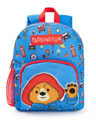 Paddington Bear Boys Backpack | Blue & Red Rucksack with Adjustable Straps | British Character Practical & Organised Luggage Sports School Bag For Kids | Movie Series Merchandise Gift, Blue, One Size