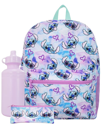 Disney Stitch School Bag Set 3 Piece | Lilo and Stitch Backpack with Stitch Pencil Case and Water Bottle I Official Lilo and Stitch Merchandise | Multicolour
