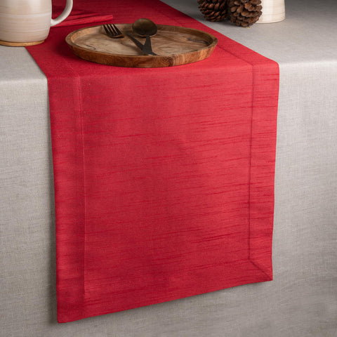 D'Moksha Homes Red Table Runner 14 x 120 Inch - Vegan Silk, Cruelty Free - Elegant Red Silk Table Runner 120 inches long - Machine Washable, 100% Recycled Fabric