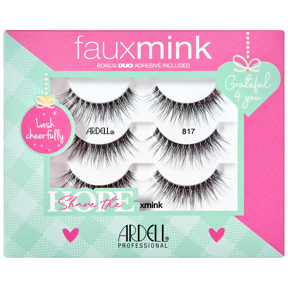 Ardell Faux Mink 817 Strip Lashes Holiday 3-pair Gift Set, 1 pack