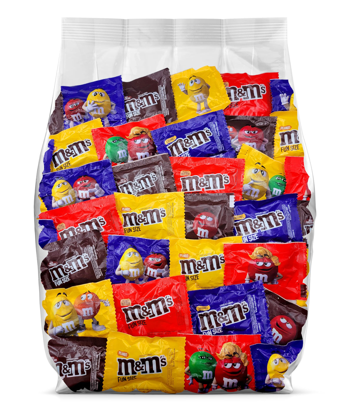 M&M Assorted Candy - 2lb Bulk Milk Chocolate, Caramel, Peanut Butter and Peanut M&Ms Candy - 55 Fun Size Individually Wrapped M&M Candy - M&Ms Bulk Candy Assortment - Chocolate Candy Bulk Bag - 2 Pound M&Ms Variety Pack