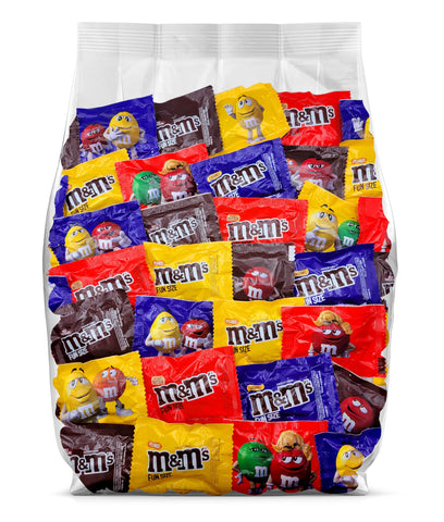 M&M Assorted Candy - 2lb Bulk Milk Chocolate, Caramel, Peanut Butter and Peanut M&Ms Candy - 55 Fun Size Individually Wrapped M&M Candy - M&Ms Bulk Candy Assortment - Chocolate Candy Bulk Bag - 2 Pound M&Ms Variety Pack