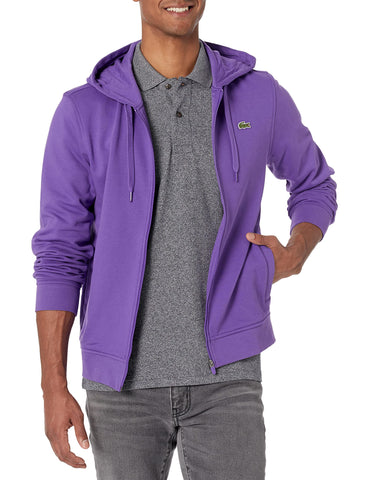 Lacoste mens Sport Long Sleeve Fleece Full Zip Hoodie Sweatshirt, Lavender/Lavender, Large US