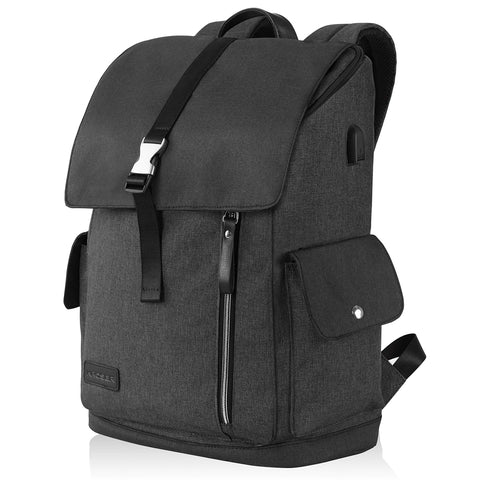 KROSER Unisex Adult Travel Business Anti-Theft Water-Repellent Backpack with USB Charging Port 17.3" (XL) Black
