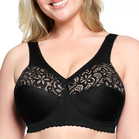 Glamorise Full Figure Plus Size MagicLift Cotton Support Bra Wirefree #1001 Black