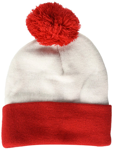 Beechfield B451 Snowstar Two-Tone Beanie - Off White/Bright Red