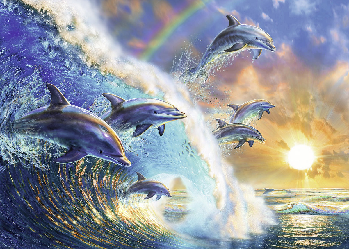 Ravensburger Dancing Dolphins 1000 Piece Jigsaw Puzzle for Adults - Every Piece is Unique, Softclick Technology Means Pieces Fit Together Perfectly