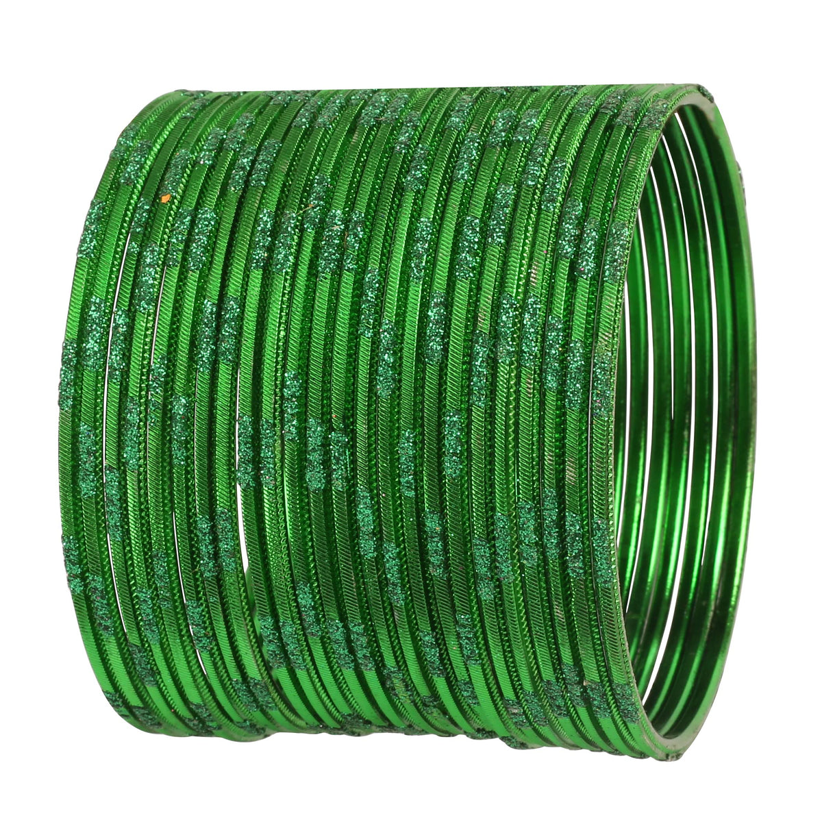 Touchstone Indian Bollywood Fresh Fashion Trend Setter Beautifully Engraved Work Scintillating Rhinestone Strong Green Color Designer Jewelry Adorable Bracelets Bangle. Set Of 24.For Women