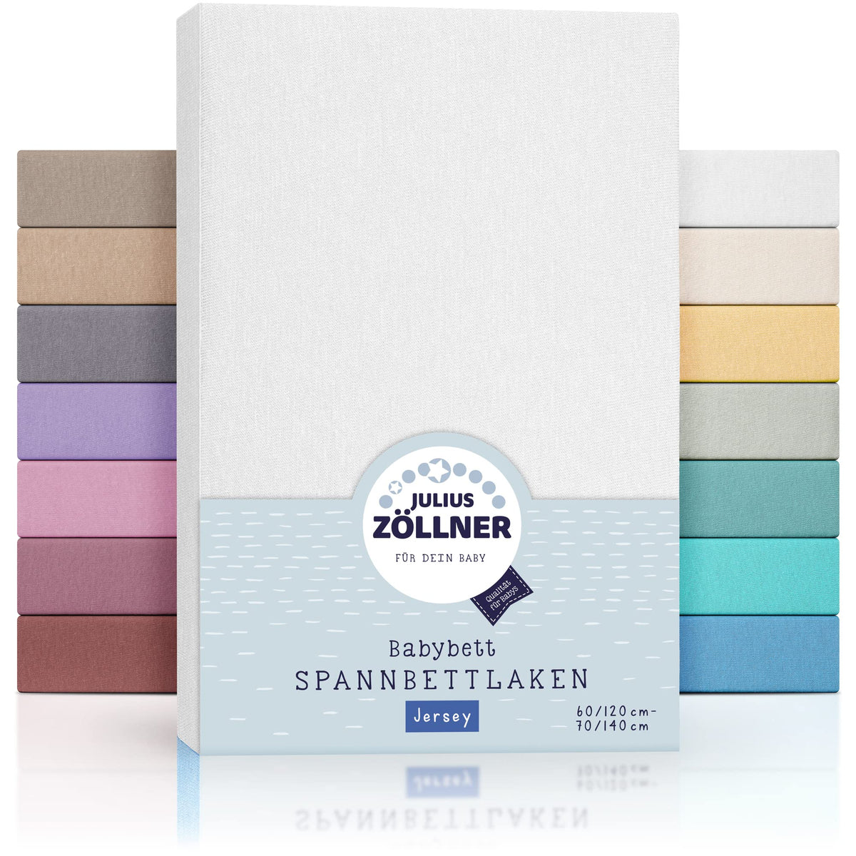 Julius ZÃ¶llner Jersey Fitted Sheet for Baby and Cot, 100% Jersey Cotton, Oeko-Tex Standard 100 Certified, Size: 60 x 120 cm / 70 x 140 cm, Pack of 2, White