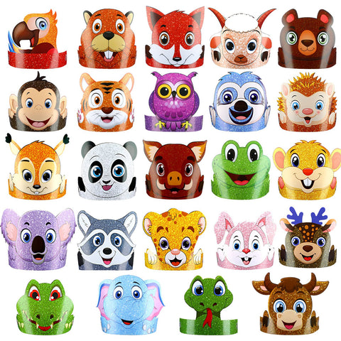 Tinlade 48 Pcs Jungle Safari Animal Headbands and Sea Animal Party Hats for Kids