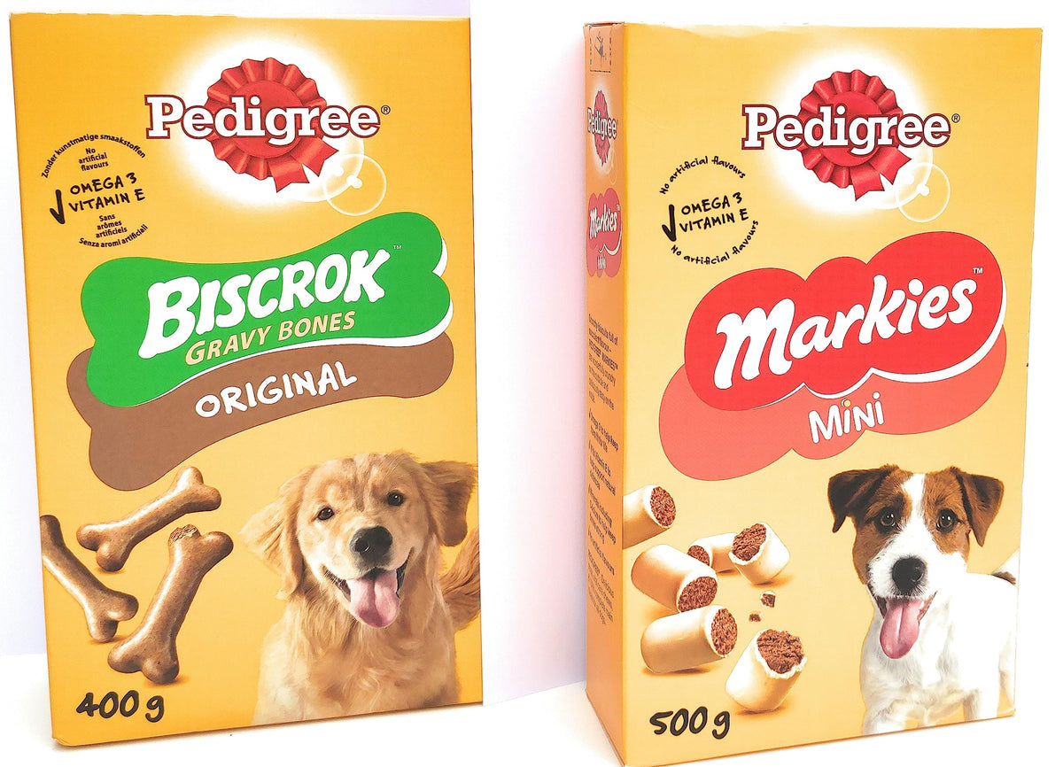 Pedigree Dog Treats minis Markies Dogs Biscuits 500g And Biscrock Gravy Bones For Dogs Biscuits low fat dog treats 400G snacks marrowbone