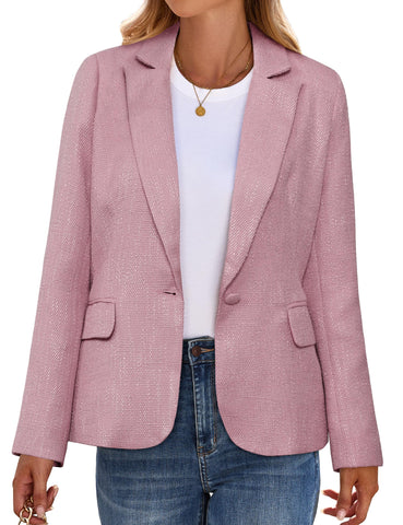 luvamia Women's Blazer, Blush Pink, Large (fits 12-14), Business Casual Dressy Blazer Jacket for Working Women