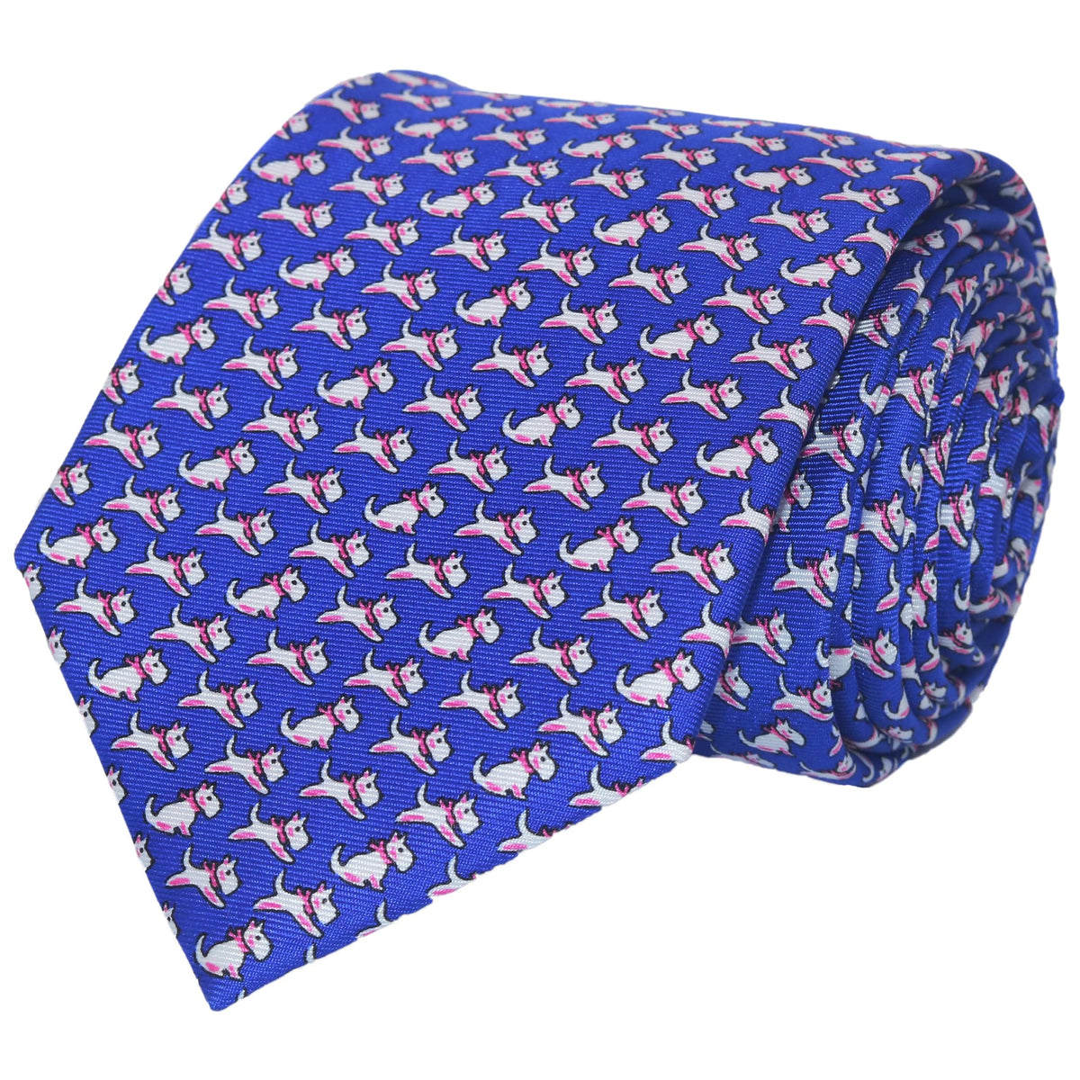 WITZROYS 100% Silk Ties for Men Handmade Neckties with Animal Printed Patterns+Gift box … (Dogs - Silver on Blue, Regular Length - 59")