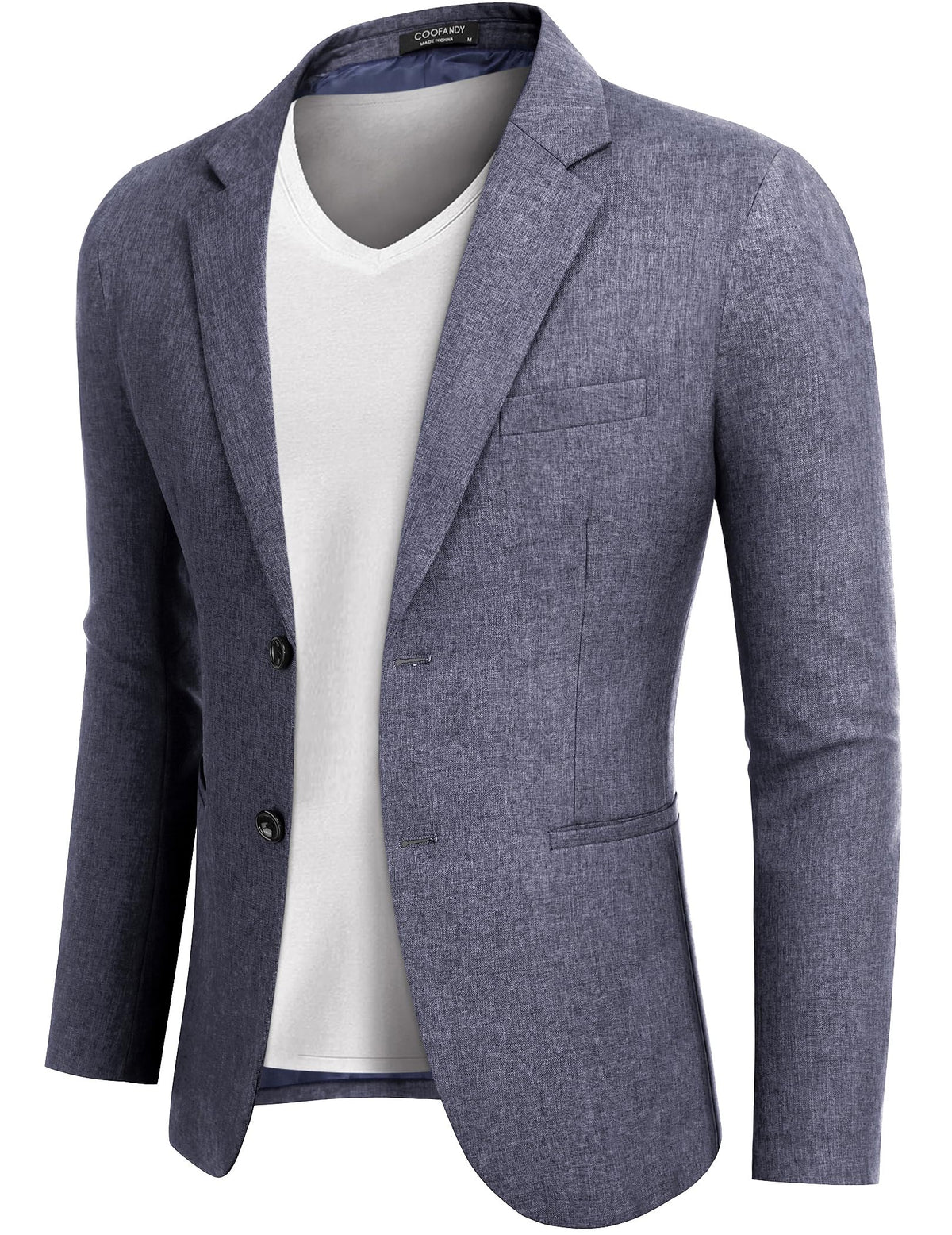 COOFANDY Blazer for Men Casual Slim Fit Sport Coat Two Button Light Weight Suit Jacket, Blue, L