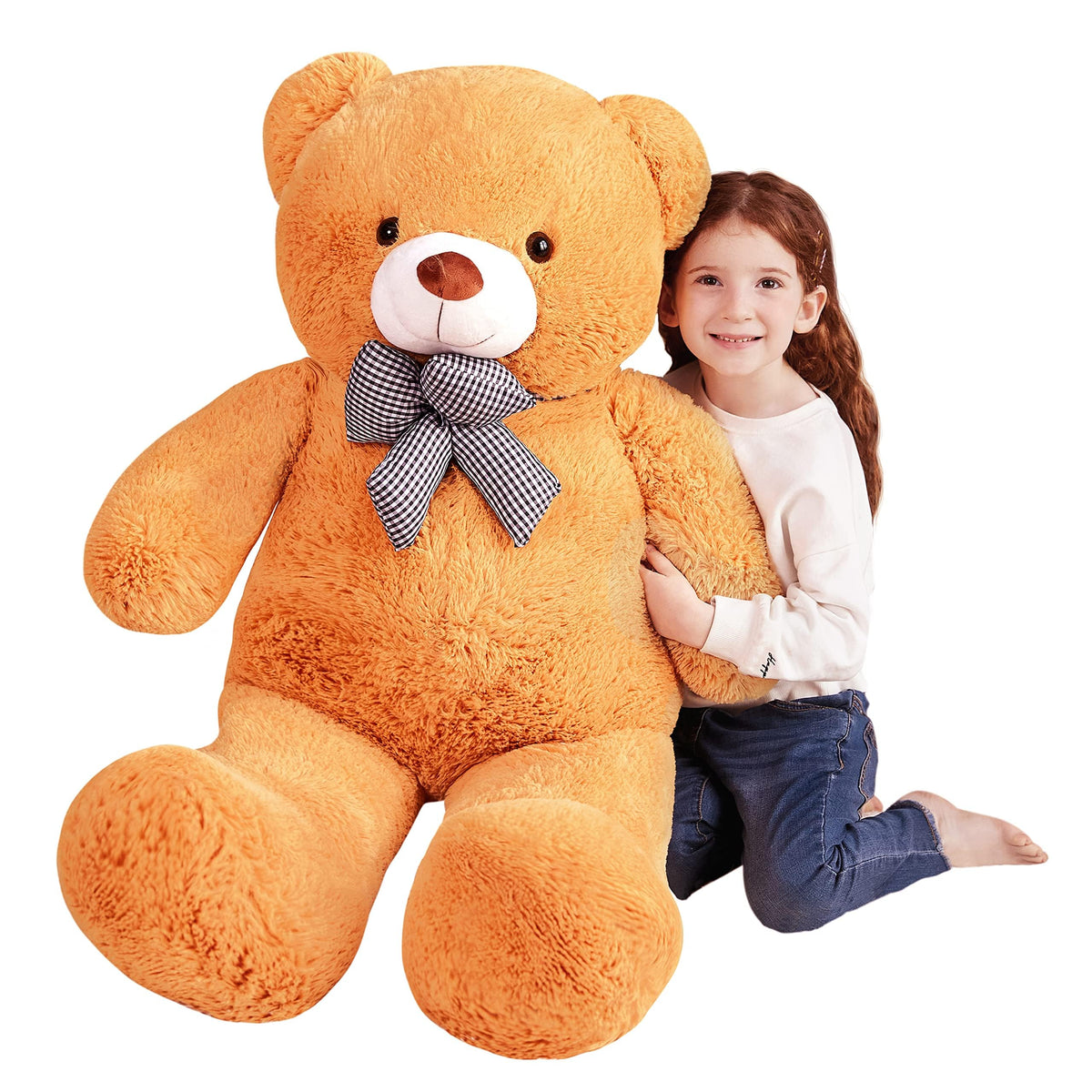EARTHSOUND Giant Teddy Bear Stuffed Animal,120cmLarge Plush Toy Big Soft Toys Huge Life Size Jumbo Cute Fat Bears,Gifts for Kids(120cm, Brown)