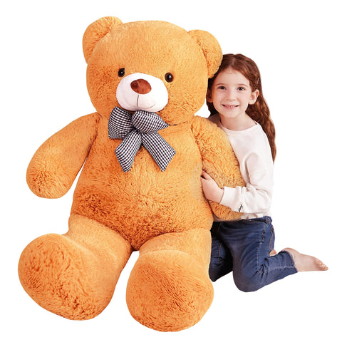 EARTHSOUND Giant Teddy Bear Stuffed Animal,120cmLarge Plush Toy Big Soft Toys Huge Life Size Jumbo Cute Fat Bears,Gifts for Kids(120cm, Brown)