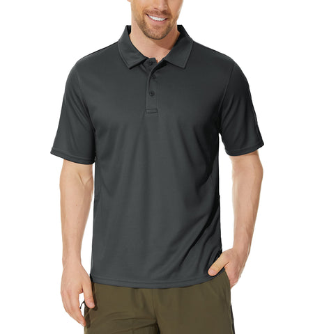 MAGCOMSEN Mens Golf Shirts Work Casual Polo Tshirts for Men Regular Fit Sports Breathable Tee Top Cycling Walking Shirts for Men Outdoor Quick Dry Jogging Tshirt Grey