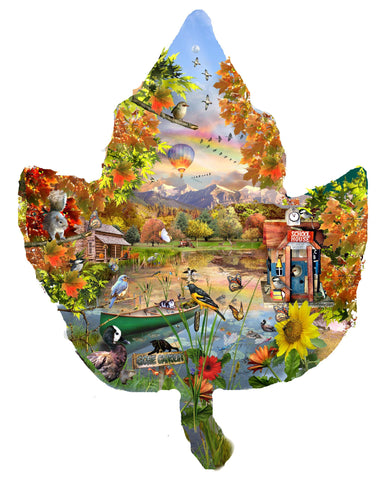 SUNSOUT INC - Autumn Shoreline - 1000 pc Special Shape Jigsaw Puzzle by Artist: Lori Schory - Finished Size 35.25" x 26.75" - MPN# 95298