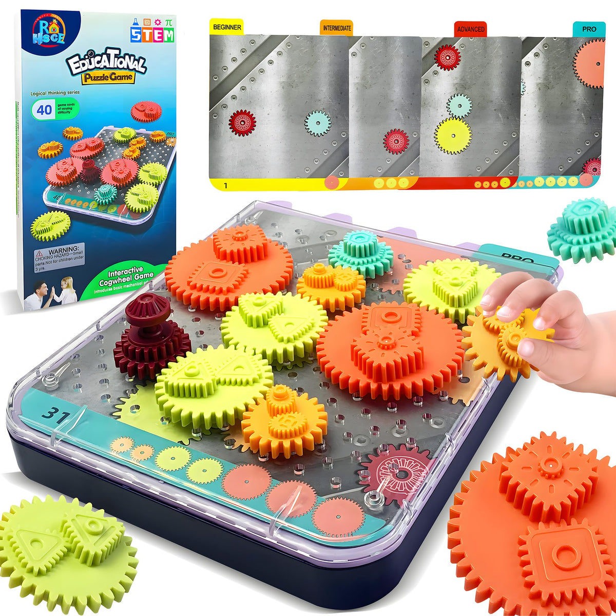 ROHSCE Gears Toys for Kids, STEM Building Toys for Toddlers, Smart Toys Critical Thinking Puzzle Games, Montessori Creative Learning Gears Creative Kids Games Toy for Boys and Girls 5-6-7-8-9-10-11-12