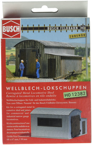 Busch 12382 Corrugated Mtl Loco Shed HO Structure Scale Model Structure
