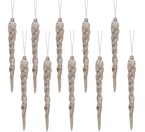 Christmas Concepts® 12cm Glitter Icicle Decorations Christmas Tree Trims (CHAMPAGNE, 10)