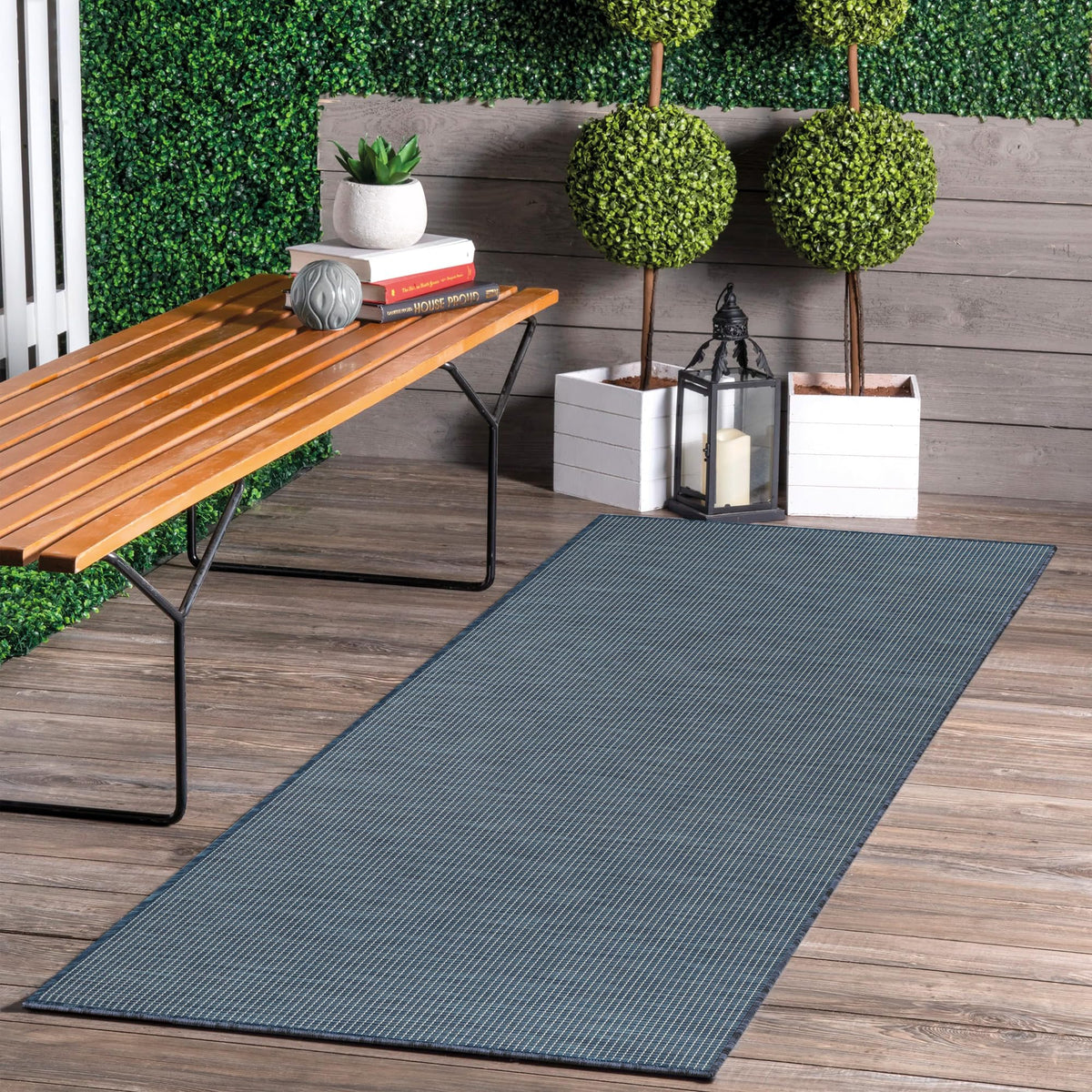 Jimri Indoor and Outdoor Rug - Weatherproof Rug for Balcony, Patio, Garden, Living Room, Kitchen - Durable Floor Rug, Resists UV Rays & Water - Size 60 x 110 cm, Blue