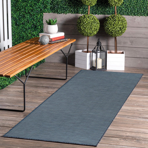 Jimri Indoor and Outdoor Rug - Weatherproof Rug for Balcony, Patio, Garden, Living Room, Kitchen - Durable Floor Rug, Resists UV Rays & Water - Size 60 x 110 cm, Blue
