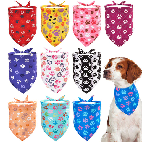 JpGdn 10PCS Big Dog Bandanas Large Breed Paw Print for Extra Large XL XXL Triangle Bibs Head Scarves for Boys Girls Grooming Accessories Costume