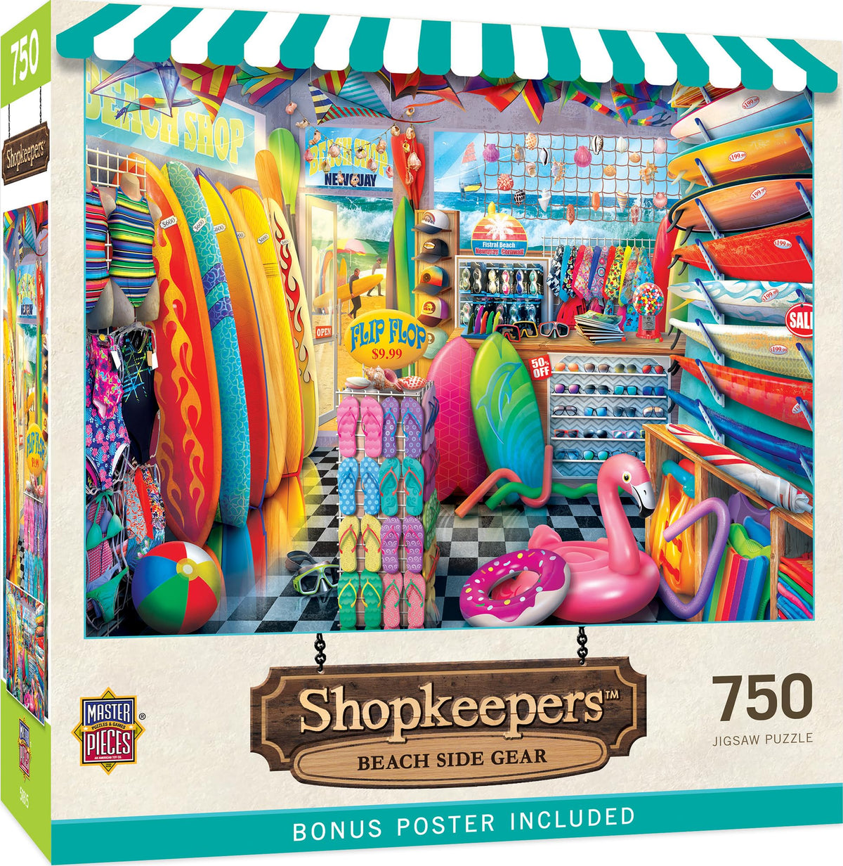 Masterpieces 750 Piece Jigsaw Puzzle for Adults and Family - Beach Side Gear - 18"x24"